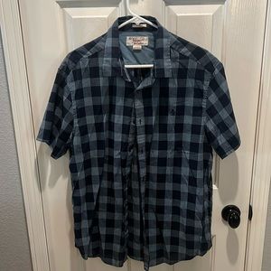 Original Penguin Short Sleeved Button-Up XL Plaid Blue Shirt